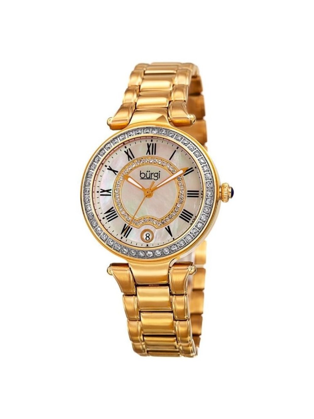 NWT Burgi Quartz Mother of Pearl Dial Ladies Watch